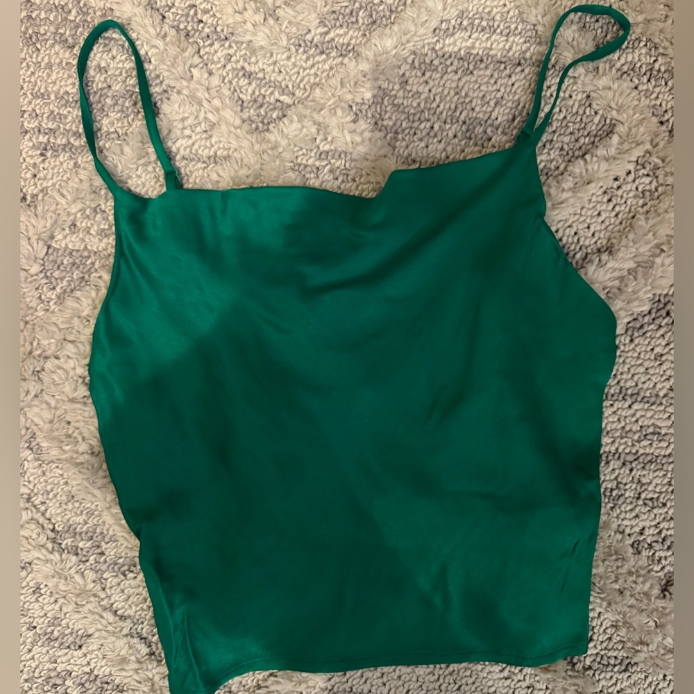 Green satin top